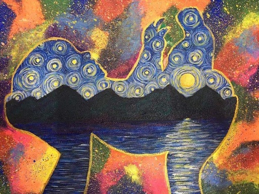 [PK8392-AR-ACR-028258] Acrylic Painting on Canvas Sheet Mother Nature
