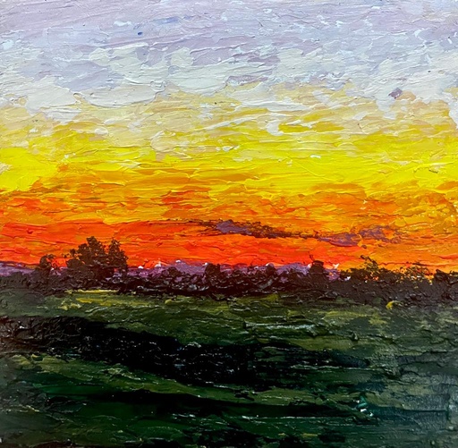 [PK8392-AR-ACR-028277] Mini Palette Knife Painting Sunrise