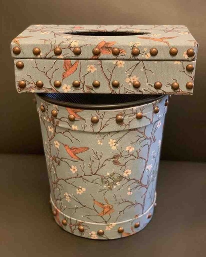 [PK8389-HM-TIS-028413] Tissue box & Dustbin - Set of 2