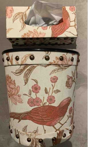 [PK8389-HM-TIS-028416] Tissue box & Dustbin - Set of 2