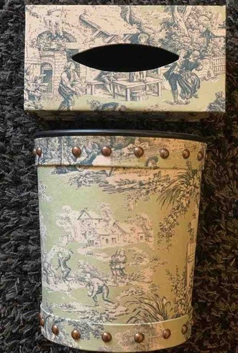[PK8389-HM-TIS-028419] Tissue box & Dustbin - Set of 2