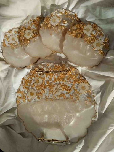 [PK8415-HM-BKT-028425] Resin Tray with Coasters