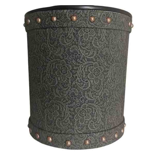 [PK8389-HM-BED-028436] Cutwork Green Dustbin