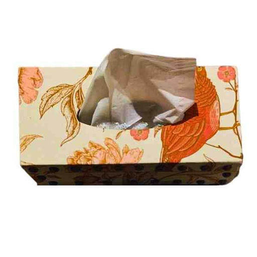 [PK8389-HM-BED-028445] Pink and White Floral Bird Tissue Box