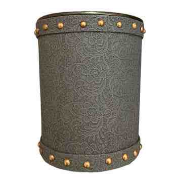 [PK8389-HM-BED-028456] Cutwork Navy Dustbin