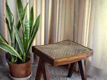[PK8394-CF-WOO-028463] Dark Rose Wood Rattan Stool