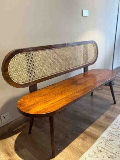 [PK8394-CF-WOO-028464] Rattan Bench with back 