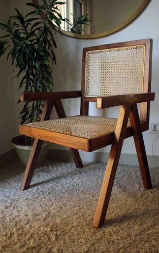 [PK8394-CF-WOO-028465] Sheesham Chair with handwoven cane