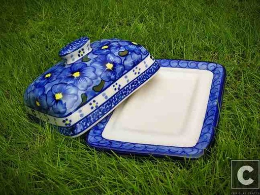 [PK8474-HM-TBW-028583] Blue Lavender Butter Dish