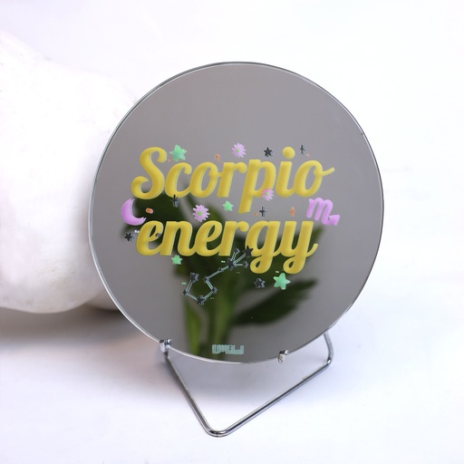 [PK8388-HM-DCR-028612] Zodiac Scorpio Energy Round Mirror