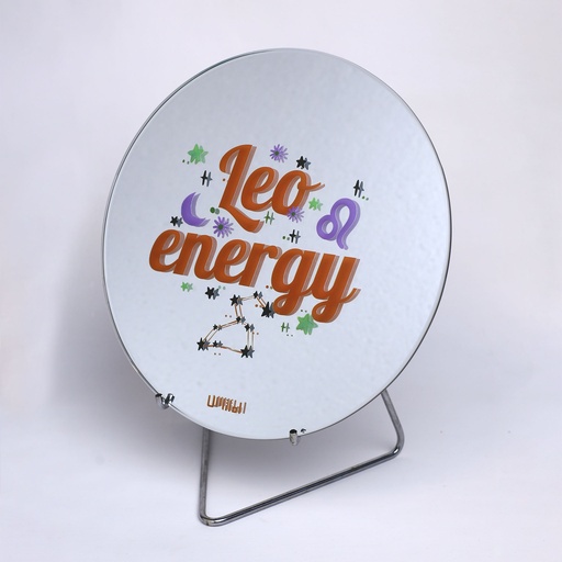 [PK8388-HM-DCR-028617] Zodiac Leo Energy Round Mirror
