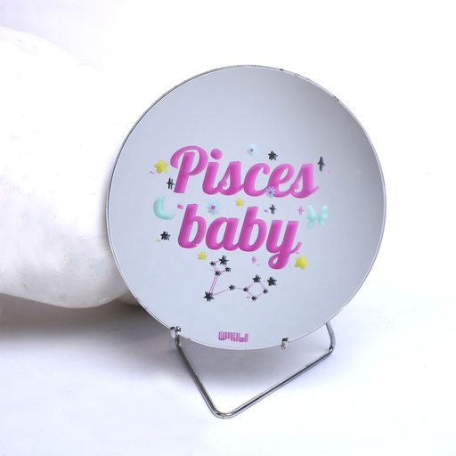 [PK8388-HM-DCR-028620] Zodiac Pisces Baby Round Mirror
