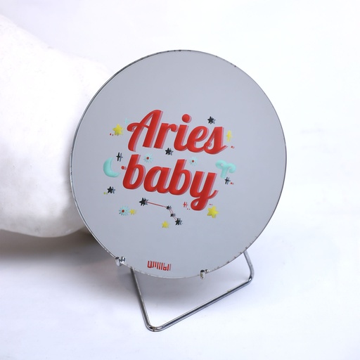 [PK8388-HM-DCR-028626] Zodiac Aries Baby Round Mirror