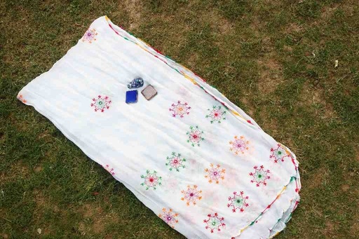 [PK2502-CW-SCF-028725] Crinkle crepe Fabric Embroided Dupatta