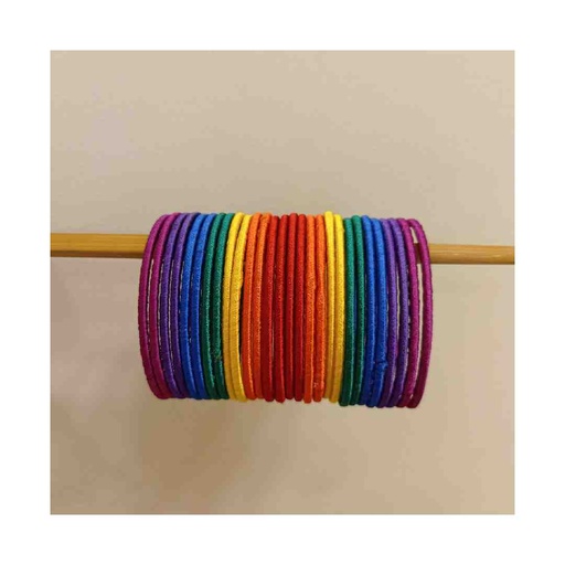 [PK8539-JW-BNG-028927] Rainbow-Colored Hand Made Simple Thread Bangles for Women & Girls