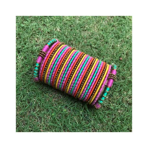 [PK8539-JW-BNG-028932] Hand Made Thread Bangles with Pearls & tilla for Festivals