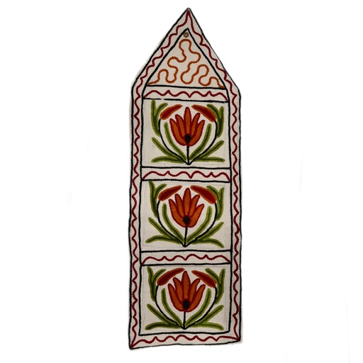 [PK0208-HM-WLH-002623] Three pocket Hand Embroidery Wall Hang