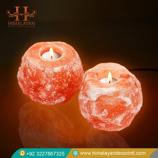 [PK8146-HM-DCR-029187] Himalayan Salt Candle Holder Natural Shape (Pack of 2)