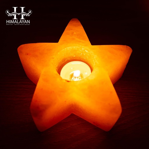[PK8146-CF-MET-029228] Star Shape Candle holder (Himalayan Natural Rock Salt)