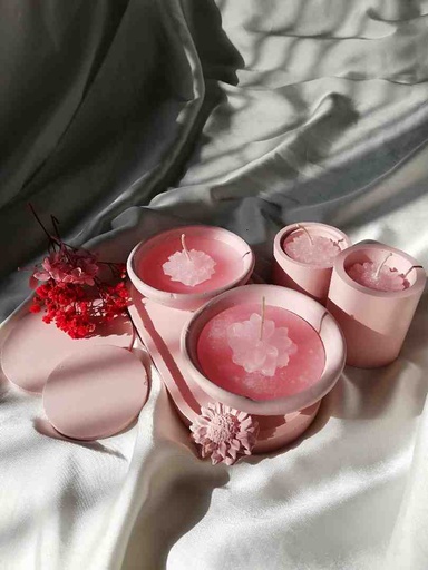 [PK4119-HM-VAS-029286] Concrete & Claypot Scented Candles Set