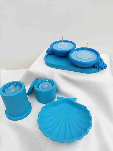 [PK4119-HM-WLH-029287] Concrete & Claypot Scented candles Set 