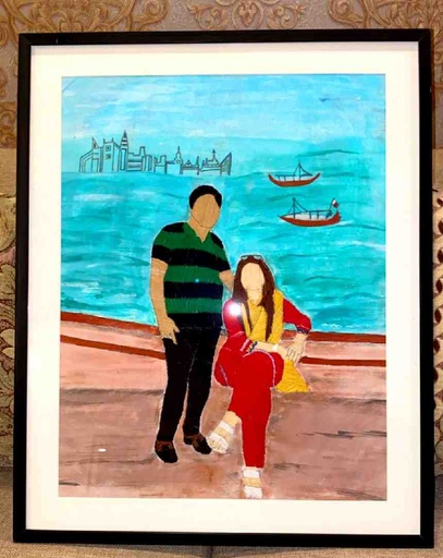 [PK4905-AR-PAI-029524] Painted Background Embroidered Characters Frame