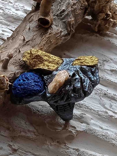 [PK5419-JW-RNG-029726] Raw stones ring hand sculpted.