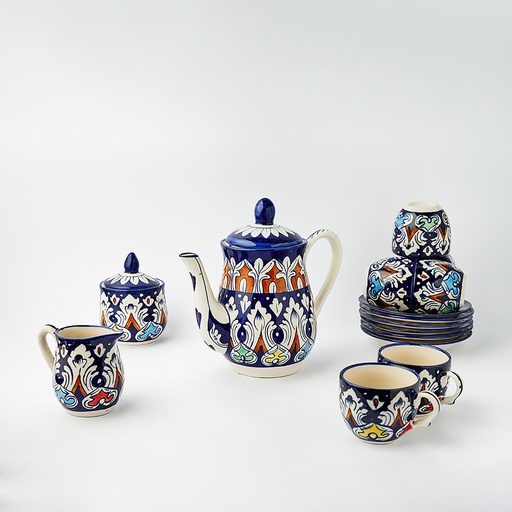 [PK9650-CF-BPO-029848] Blue Pottery Tea Set