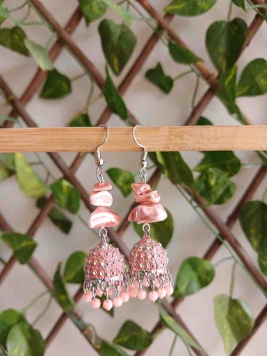 coral jhumki earrings 