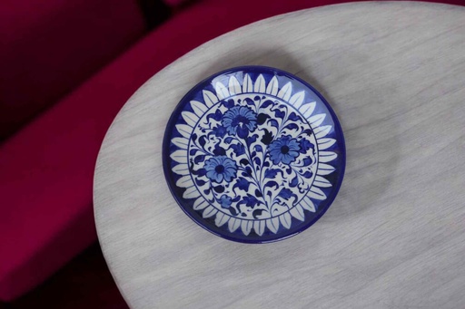 [PK9650-HM-BKT-030004] Blue Pottery Quarter Plate