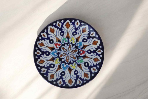 [PK9650-HM-BKT-030018] Blue Pottery Medium Plate