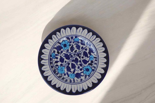 [PK9650-HM-BKT-030019] Blue Pottery Medium Plate