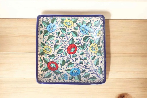 [PK9650-HM-BKT-030057] Blue Pottery Square Dish