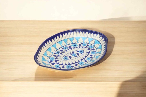 [PK9650-HM-BKT-030061] Blue Pottery Square Dish