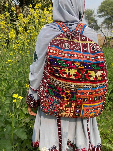 [PK9827-BG-SHO-030115] Embroidered Ajrak Bag Pack