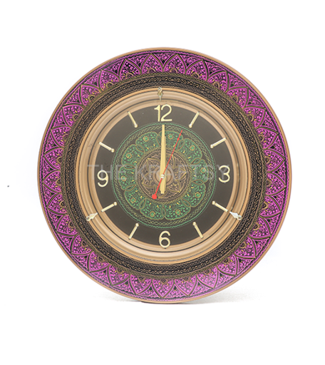 [PK9632-HM-WLH-030184] Hand-painted wall clock (Purple/Golden) – 18” diameter