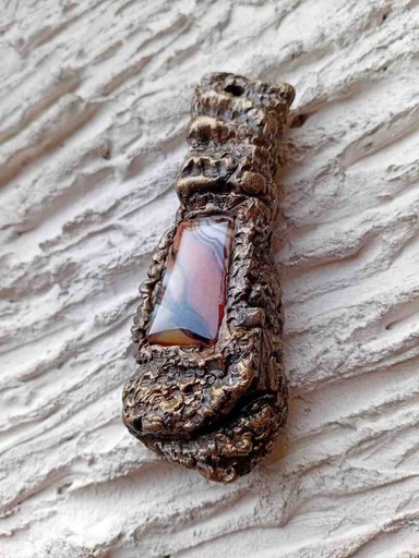 polimer clay sculptural pendant necklace 