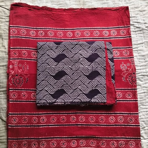 Ajrak natural dye, block print, 2 piece unstitched suits