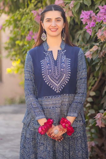 [1-Ajrak-24] Indigo Kurti