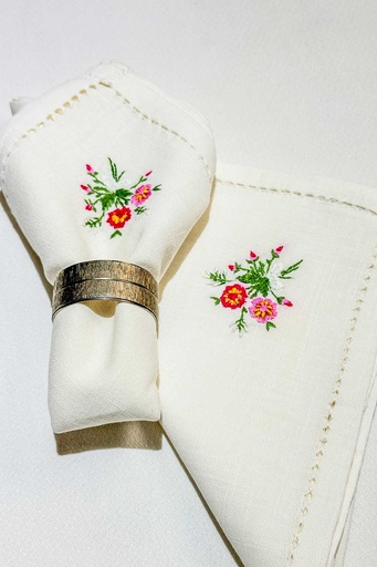 [22-TN-24] PINK EMBROIDERED DINNER NAPKIN