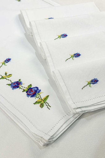 [33-MS-24] Blue Embroidered Mats Set