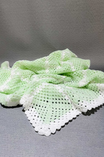 [14-BB-24] Crochet Light Green Baby Blanket.