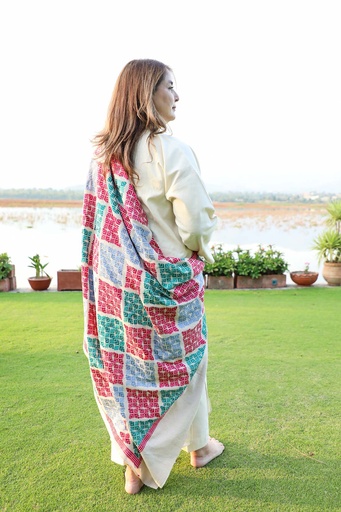 [23-SH-314] Splashy - Jisti phulkari shawl