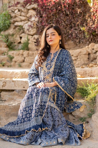 [k-41-24] Embroidered Ajrakh (2 piece)