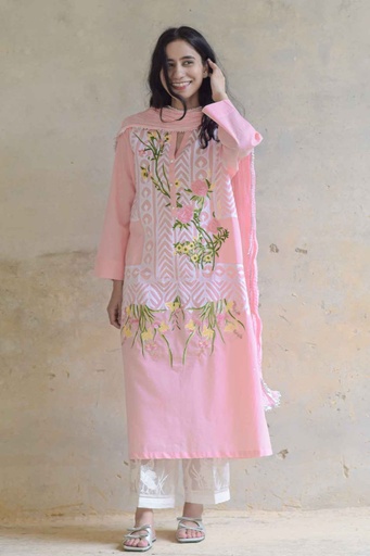 [8-k-24] Pink Applique Kurta