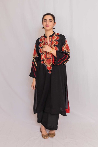 [11] Hand Embroidered Black  Kurta