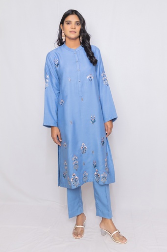[1-KP-25] Sky Blue Machine Embroidery