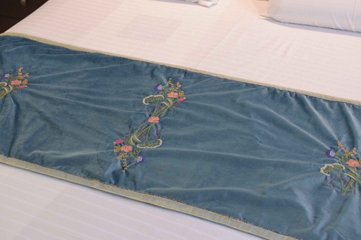 [VC-EG-BT-1] BT-1 Blue Velvet Hand Embroidered Bed Throw