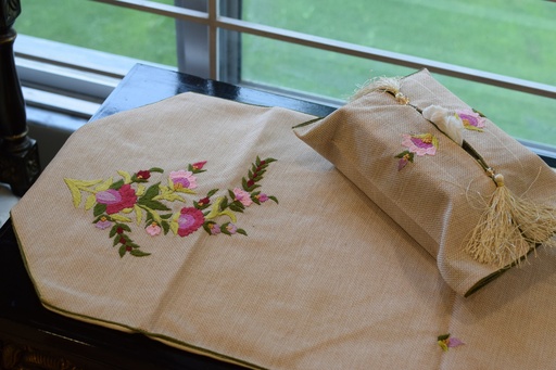 [VC-EG-JS-3] JS-3 Beige Jute Runner and Tissue Box Cover Set