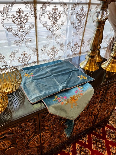 [VC-EG-DS-13] DS-13 Blue Velvet Dining Set